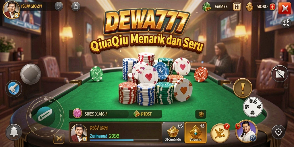 Screenshot DEWA777 menunjukkan gameplay QiuQiu yang seru dan kompetitif.