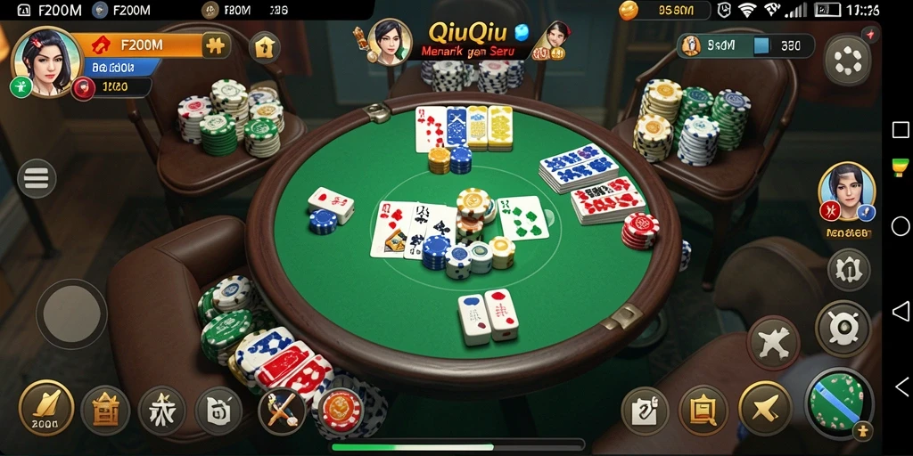 Tampilan gameplay seru F200M dengan kartu QiuQiu.