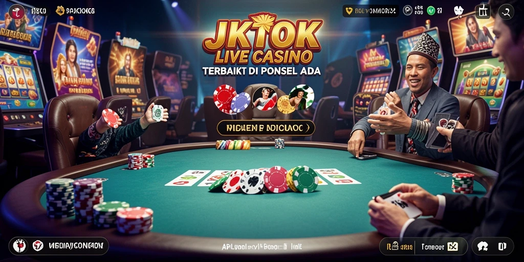 Screenshot JKTOK menampilkan dealer langsung dan gameplay interaktif.