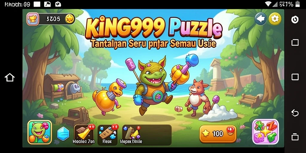Tampilan gameplay KING999 dengan berbagai tantangan puzzle.