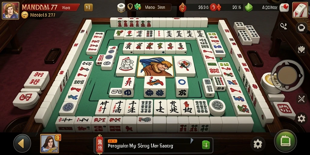 Screenshot MANDALA77 menampilkan gameplay Mahjong yang menarik dan seru.