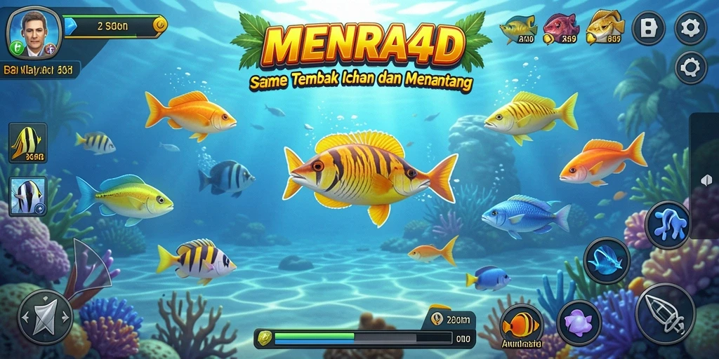 Tampilan gameplay seru MENARA4D saat menangkap ikan.