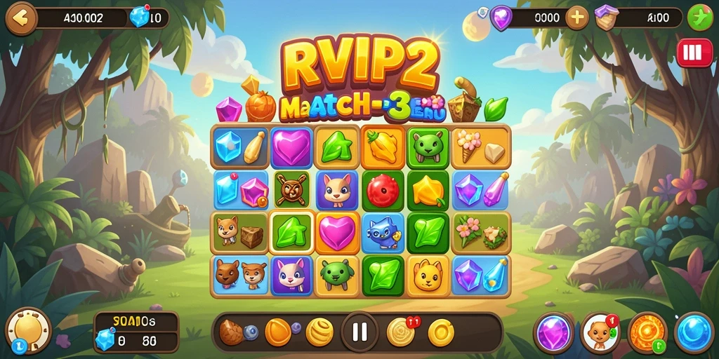 Tampilan seru gameplay RVIP2 dengan tantangan Match-3.