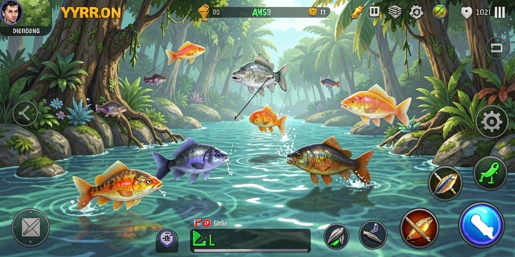 Tampilan gameplay YYRR dengan pengalaman memancing yang imersif.